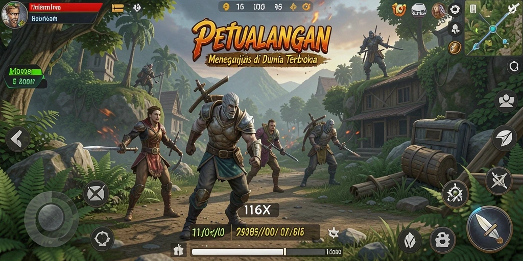 Screenshot gameplay 116X menampilkan petualangan mendebarkan di dunia terbuka.