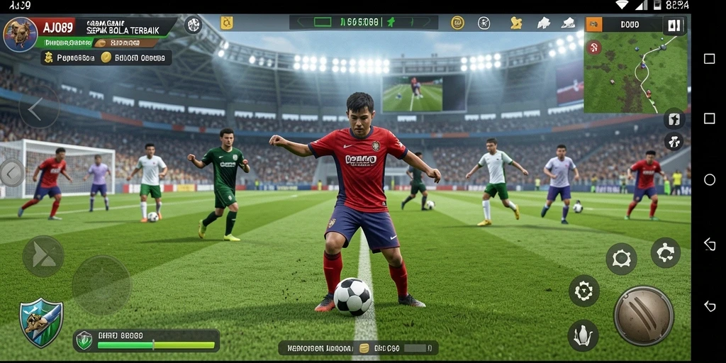 Gameplay menarik AJO89 menunjukkan aksi di lapangan sepak bola.
