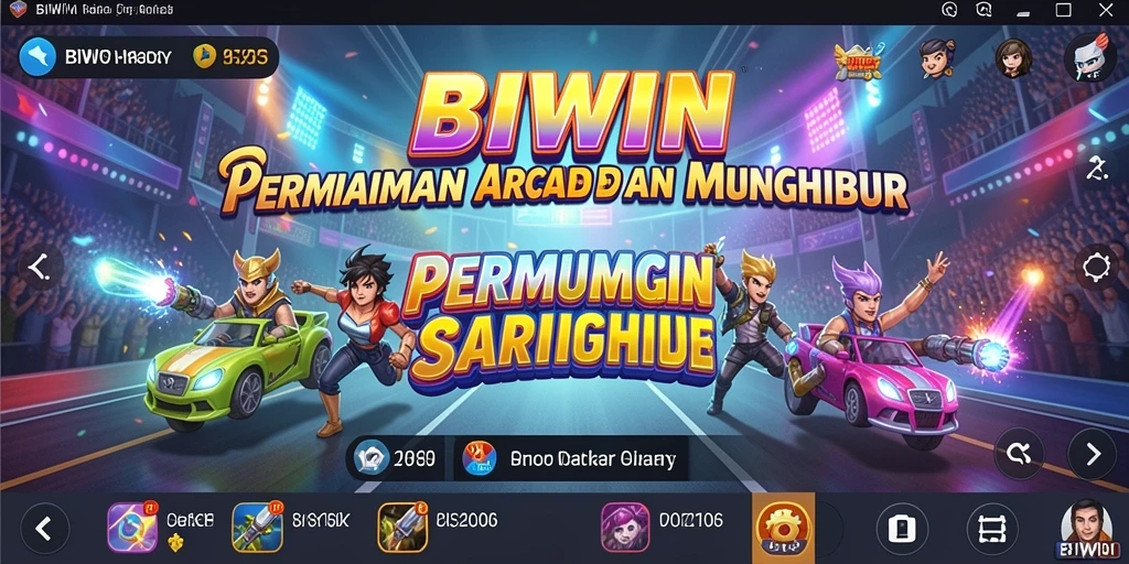 Tangkapan layar utama BIWIN yang menunjukkan aksi gameplay Arcade yang mendebarkan.
