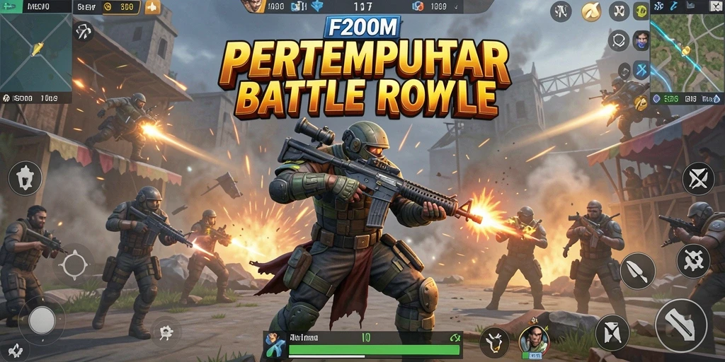 Tampilan gameplay epik di arena Battle Royale F200M.