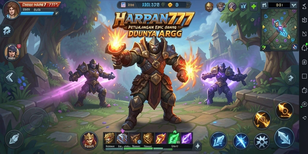 Screenshot utama gameplay HARAPAN777 menampilkan pertarungan epik dengan grafis menakjubkan.