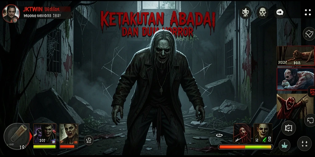 Screenshot menunjukkan momen menegangkan dalam gameplay Horror JKTWIN.