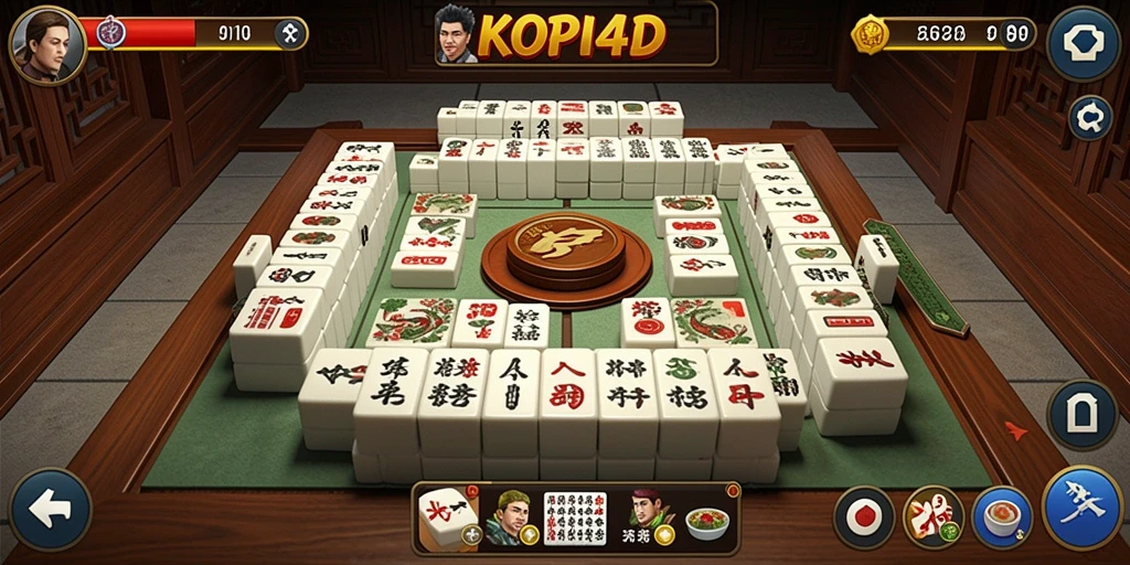 Screenshot gameplay KOPI4D menampilkan suasana permainan Mahjong yang seru.