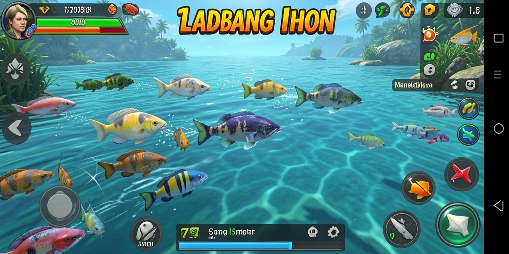 Tampilan gameplay seru dari LADANG78 saat menembak ikan di lautan.