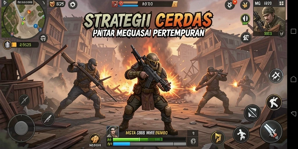 Screenshot gameplay MG525 menampilkan aksi strategi yang intens dan mendebarkan.