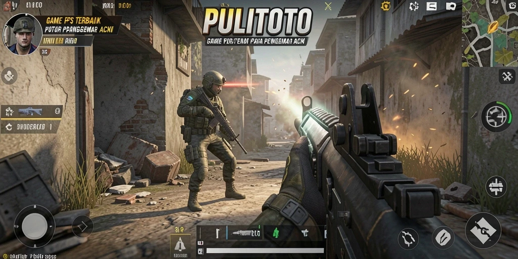 Tampilan aksi seru dalam gameplay FPS PULITOTO.