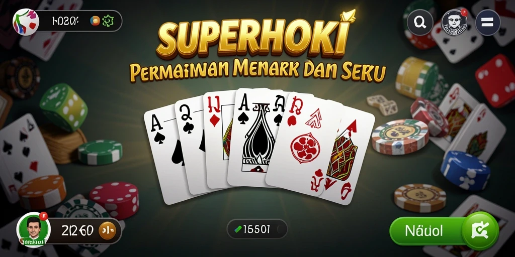 Tampilan gameplay menarik dari SUPERHOKI dengan kartu domino.