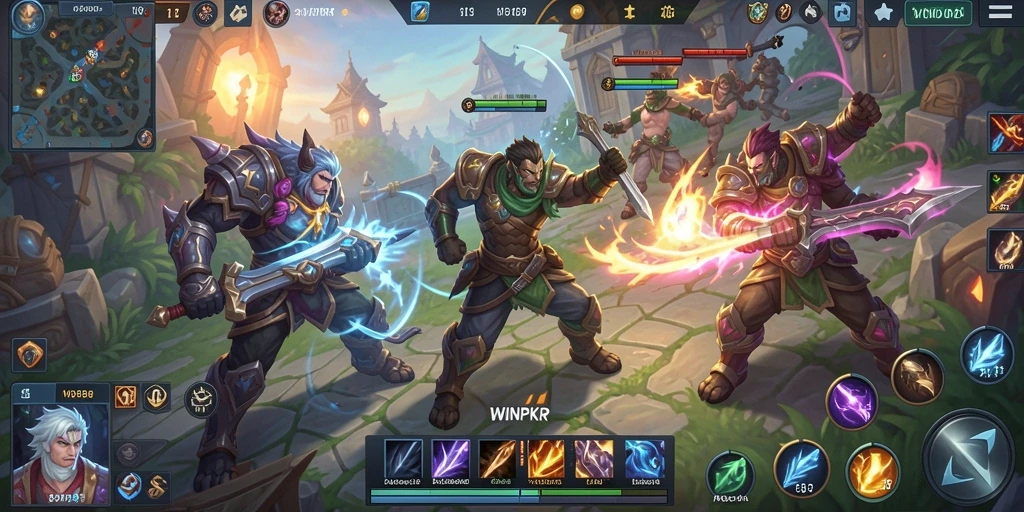 Tampilan menarik dari gameplay MOBA yang mendebarkan di WINPKR.